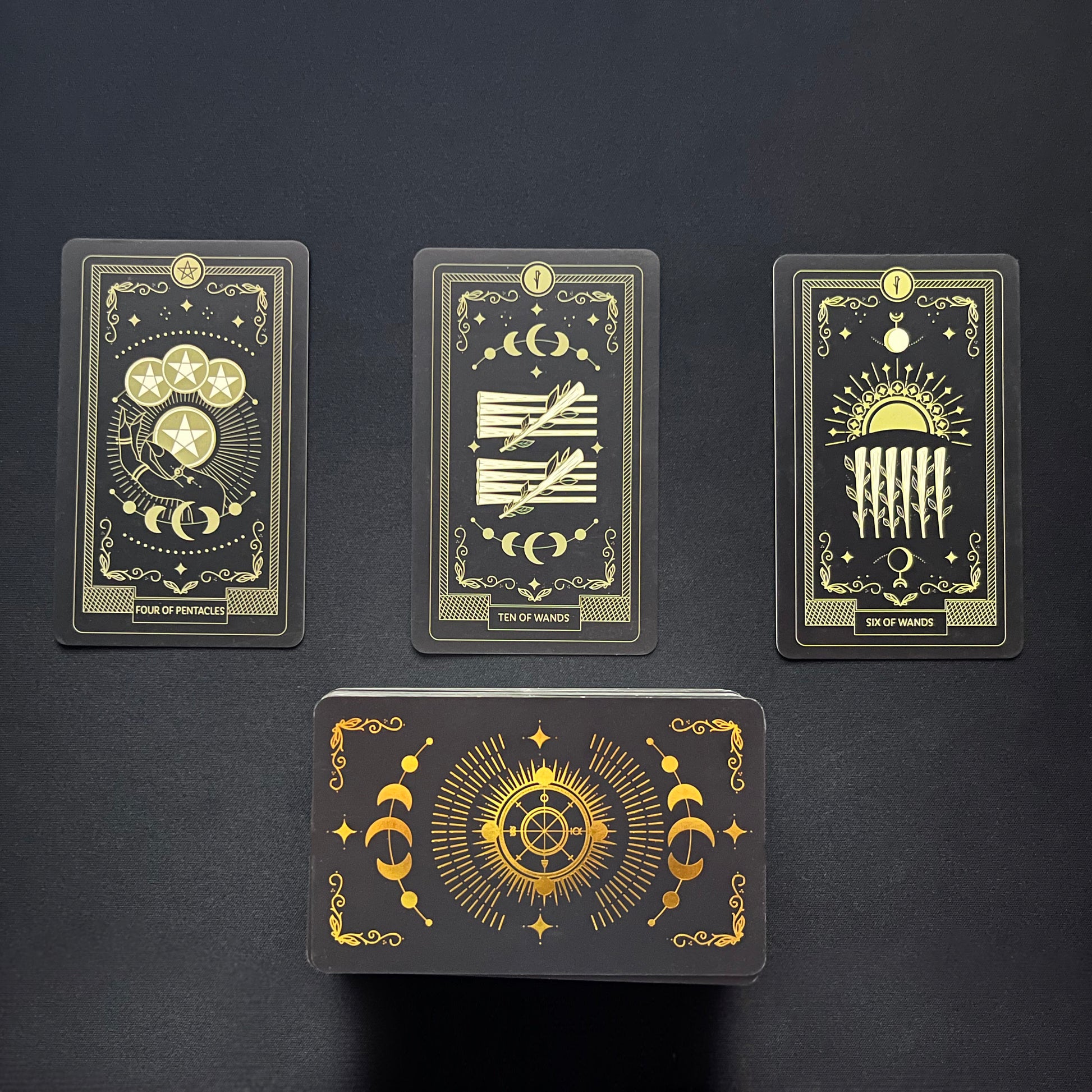 Tarot card reading, three tarot cards, wands and pentacles. Energy healing path with tarot cards. Tarot reading Spokane.