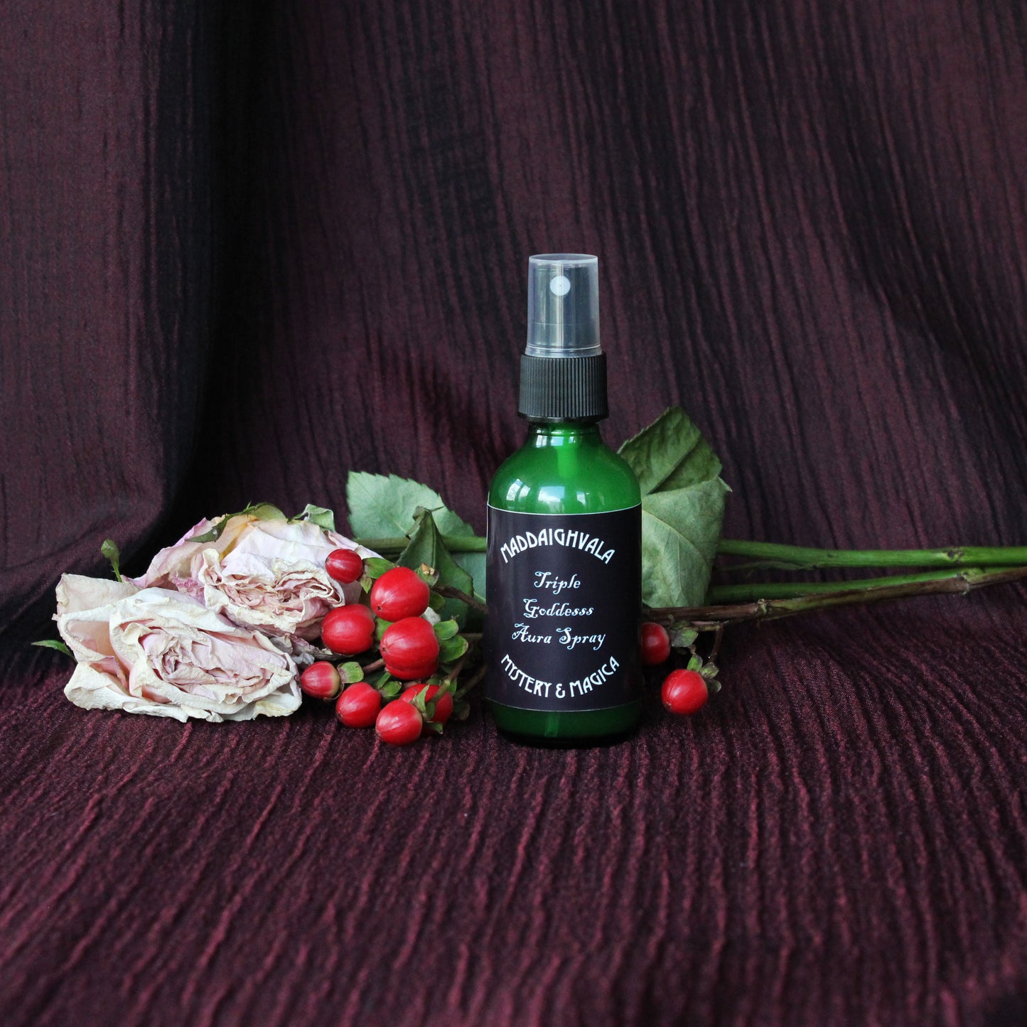 This spray is intoxicating, rich and healing. Rose hydrosol infused with high quality Amber resin that is then imbued during the full moon with three Divine Feminine crystals. Carnelian, Womb Stone and Fairy Stone so not only is it a body spray, it's also an essence and we hope it inspires you to get your Goddess on!