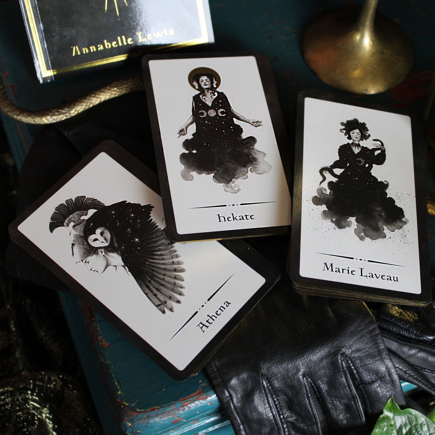 The art of Annabelle Lewis draws you deep into the beautiful magic of the unknown. A playground of ancient Goddesses and witches, each one whispering to that place inside of ourselves. One that is free, eternal and is unburnable. Oracle card deck and Tarot deck.